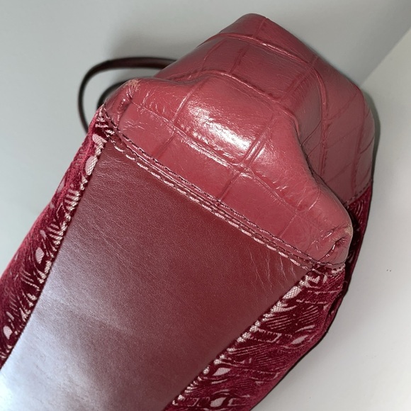 COACH F39024 FLOCKED VELVET CHAIN PRINT LEXY BAG CLARET RED - Picture 7 of 11